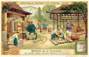 Kineserna, de första tillverkarna av porslin (chromolitho) av European School