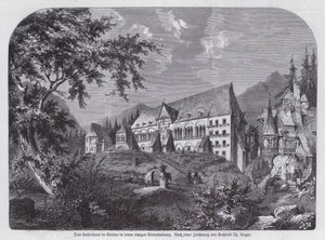 Kaiserhaus, kejserliga palatset i Goslar, Tyskland (gravyr) av European School