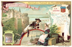 Loire och utsikt över slottet Amboise (chromolitho) av European School