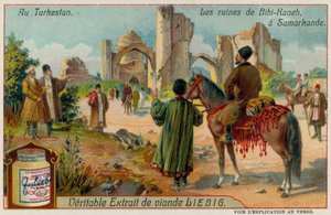 Ruinerna av Bibi-Khanym-moskén i Samarkand i Uzbekistan av European School