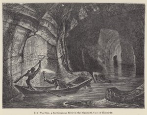 The Styx, en underjordisk flod i Mammoth Cave of Kentucky (gravyr) av European School