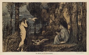 Sagan om Svanen Jungfru (färg litho) av European School
