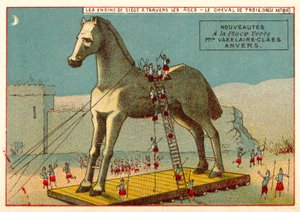 Den trojanska hästen (chromolitho) av European School
