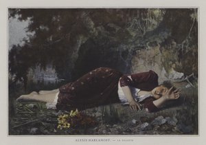 The Young Girl (färg litho) av European School