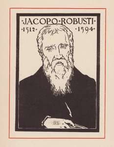 Tintoretto, italiensk renässanskonstnär (litografi) av European School