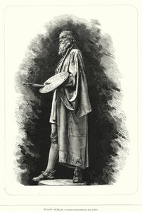 Tizian, italiensk renässanskonstnär, staty av Antonio dal Zotto (litho) av European School