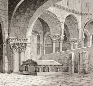 Godfrey de Bouillons grav i Heliga gravens kyrka, Jerusalem, ca 1880