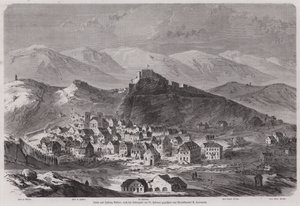 Staden och fästningen Belfort, Frankrike, efter dess överlämnande till de belägrande tyskarna, fransk-preussiska kriget av European School