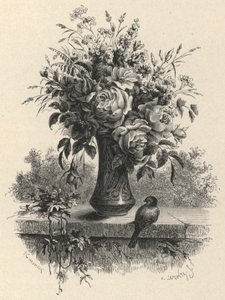 Vas med blommor (gravyr) av European School