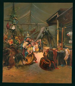 Besökare i ett menageri (chromolitho) av European School