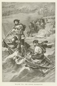 William Tell och Conrad Baumgarten (gravyr) av European School