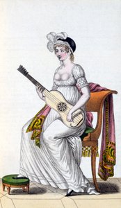 Kvinna med gitarr, sent 1700-tal av European School