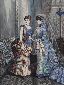 Dammode, sent 1800-tal (färgad gravyr) av European School