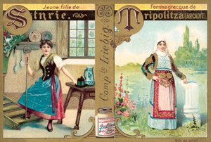 Ung Steiermark flicka och grekisk kvinna från Tripoli, Arcadia (chromolitho) av European School