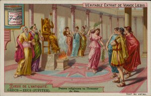 Zeus, gud i det antika Grekland (chromolitho) av European School