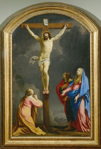 Kristus på korset, mellan Magdalena, Jungfrun och Johannes - Korsfästelse ... av Eustache (studio of) Le Sueur