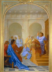 Saint Bruno enseigne la theologie dans les ecoles de Reims - Saint Bruno undervisar i teologi i skolorna i Reims ... av Eustache (studio of) Le Sueur