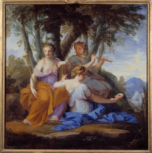 Muserna Clio, Euterpe och Thalie Elles är muserna för historia, musik och komedi.