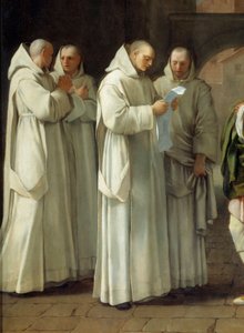 Saint Bruno (1030-1101), grundare av den kartusiska orden får ett meddelande från påven Urban II (Urbano 2) (detalj) av Eustache Le Sueur