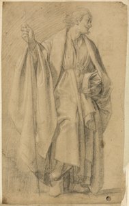 Stående Draperad Manlig Figur, Hållande Personal av Eustache Le Sueur