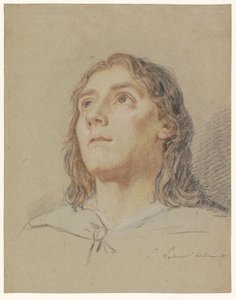 Huvudet av en ung man med långt hår av Eustache Lesueur