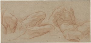 Två studier av en liggande naken man av Eustache Lesueur