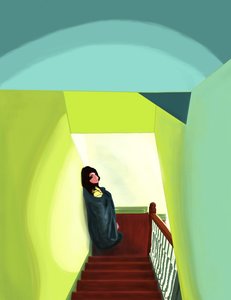 Avy på trappan, Brooklyn (digital konst) av Evan Sklar