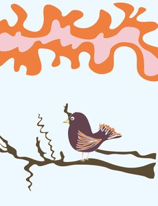 Bird On Branch, 2015 (handritad på en iPad med en Apple-penna) av Evan Sklar