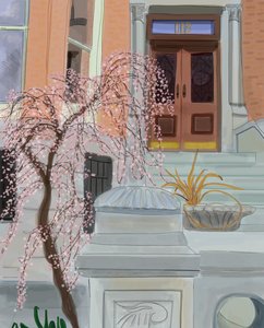 Blooming Cherry Tree, Brooklyn, 2017 (handritad på en iPad med en Apple-penna) av Evan Sklar