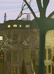 Brownstone på natten (digital konst) av Evan Sklar
