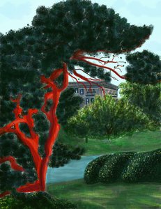 Barrträd vid Litchfield Villa, Prospect Park (digital konst) av Evan Sklar