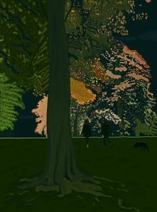 Dog Walk At Night (digital konst) av Evan Sklar