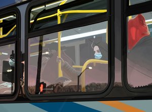 Pendlare på buss tidigt på morgonen, Brooklyn (digital konst)