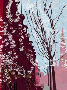 Garfield Place, Spring, Brooklyn, ca 2020-24 (digital konst) av Evan Sklar