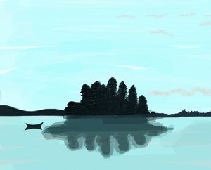Lake In Maine, 2015 (handritad på en iPad med en Apple-penna) av Evan Sklar