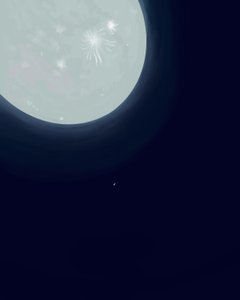 Månen och Saturnus, ca 2020-24 (digital konst) av Evan Sklar