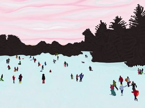 Pulkaåkning, Prospect Park (digital konst) av Evan Sklar