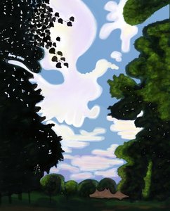 Tent and Sky, Prospect Park 2018 (handritad på en iPad med en Apple penna) av Evan Sklar