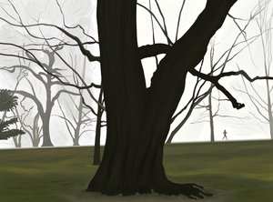 Träd och joggare. Tidig morgon. Prospect park (digital konst) av Evan Sklar