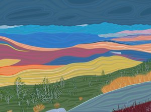 Utsikt över Catskill Mountains på hösten (digital konst) av Evan Sklar