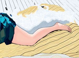 Kvinna och hund sover middag (digital konst) av Evan Sklar