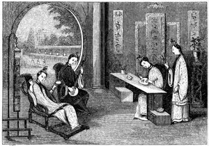 Inhemsk scen, damer vid sina vanliga anställningar, 1847