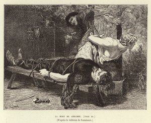 La Mort de Chramme. Chrams död, son till Chlothar I, frankernas kung, 561 (gravyr)