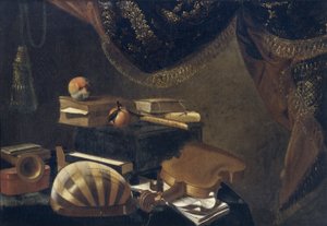 Stilleben med musikinstrument