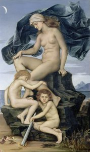 Sömn och död, nattens barn, 1883 av Evelyn De Morgan