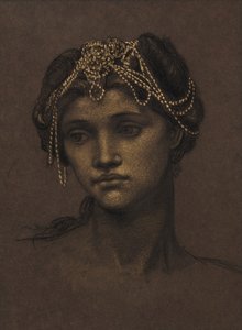 Studie till Medea, ca 1889 (svart krita förstärkt med guldfärg) av Evelyn De Morgan