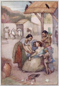 Illustration för Cranford av Mrs Gaskell (färg litho) av Evelyn Paul