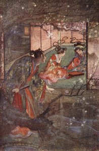 Kato Sayemon i Shogun Ashikaga-palatset, illustration från "The Myths and Legends of Japan" av F. Hadland Davis av Evelyn Paul