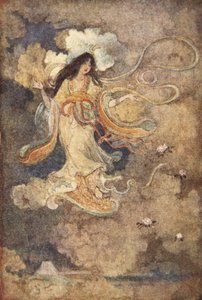 Sengen, gudinnan av berget Fuji, illustration från "The Myths and Legends of Japan" av F Hadland Davis