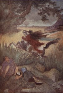 Kappan och hans offer, illustration från "The Myths and Legends of Japan" av F. Hadland Davis av Evelyn Paul